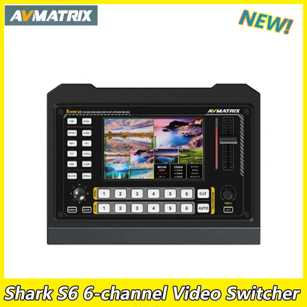 Avmatrix Shark S6 6-Ch Hdmi/Sdi Video Switcher 5 Pollici Usb Disk Sd Card Record Mixer Audio Controllo Telecamera Ptz Per Live Streaming
