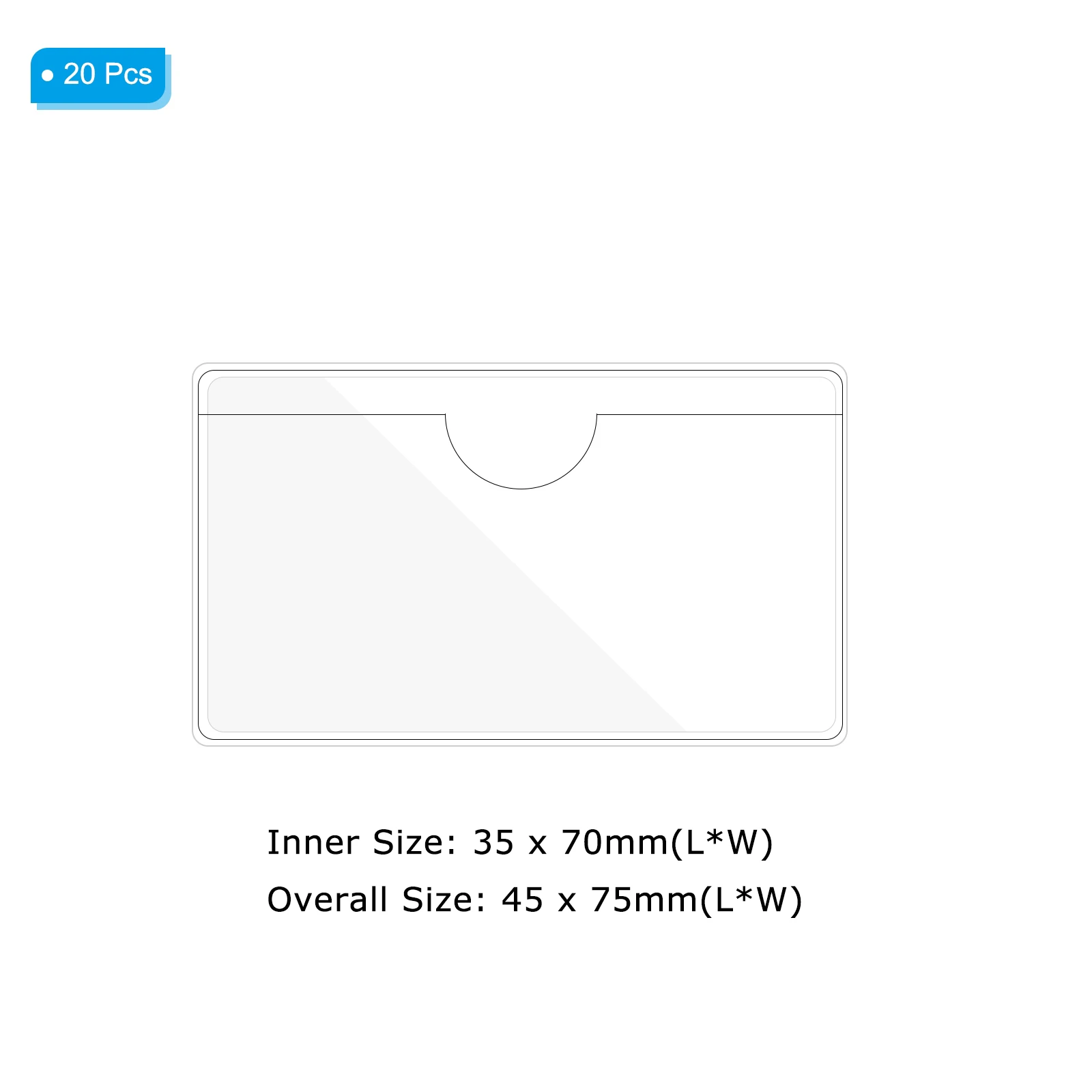 20-Pack Self-Adhesive Clear Card Holder with Top Opening
