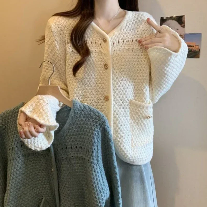 Knitted Top for Women Mesh Cardigan Ladies Sweaters Cute Kawaii