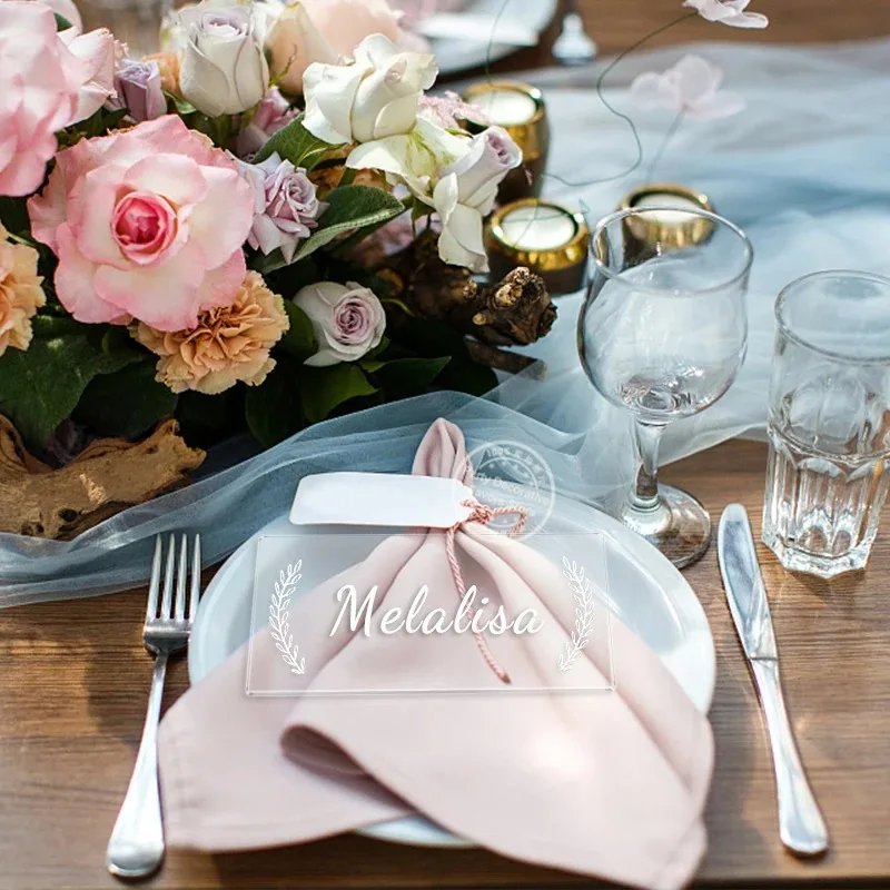 10/30Pcs Clear Acrylic Table Place Card Wedding Blank Rectangle