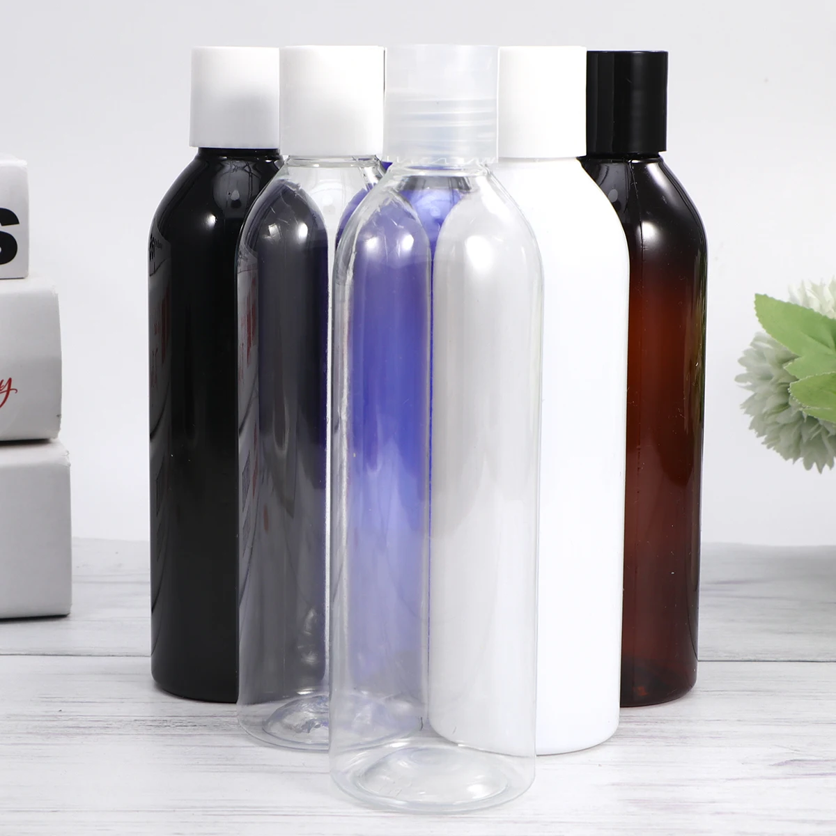 6pcs 5colors 250ml Liquid Sample Container with Press Type Lid Travel Lotion Shampoo Storage Vial PET Empty Bottle