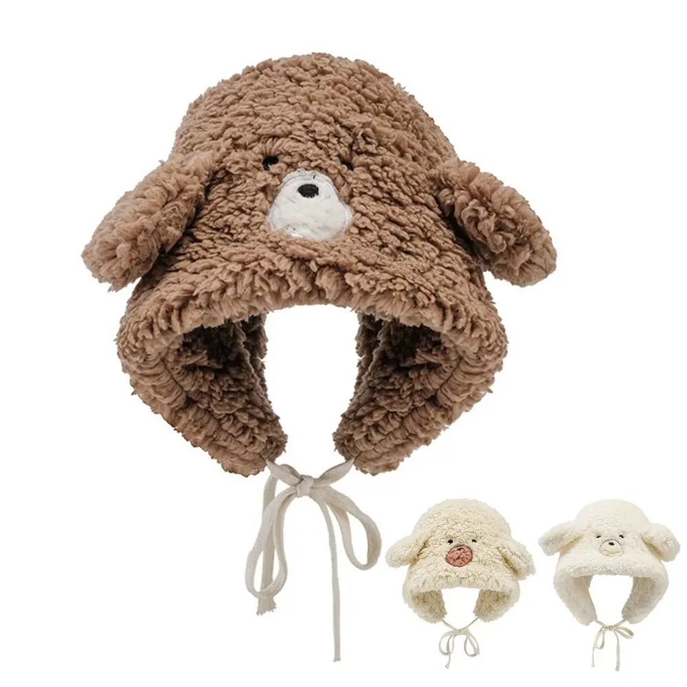 

Женская трикотажная шапка Bear Ears, милая мягкая зимняя шапка в стиле хип-хоп, плюшевая шапка для ушей, женская шапка