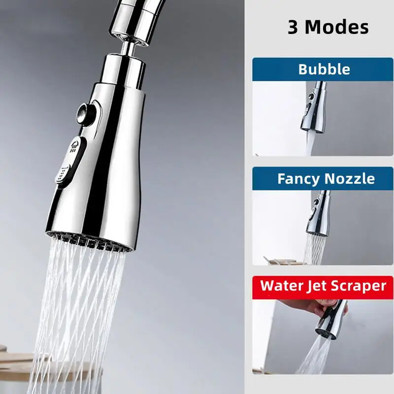 Kitchen Pull Out Faucet Sprayer Nozzle ABS Water Saving Shower Spray Head for Bathroom Basin Sink Jet Scraper 360° Tap Nozzle