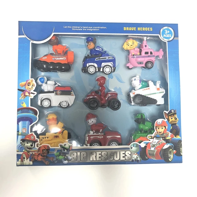 Pat Patrouille 9 Figurines Paw Patrol Jouet Chien Ryder Chase Marshall  Voiture