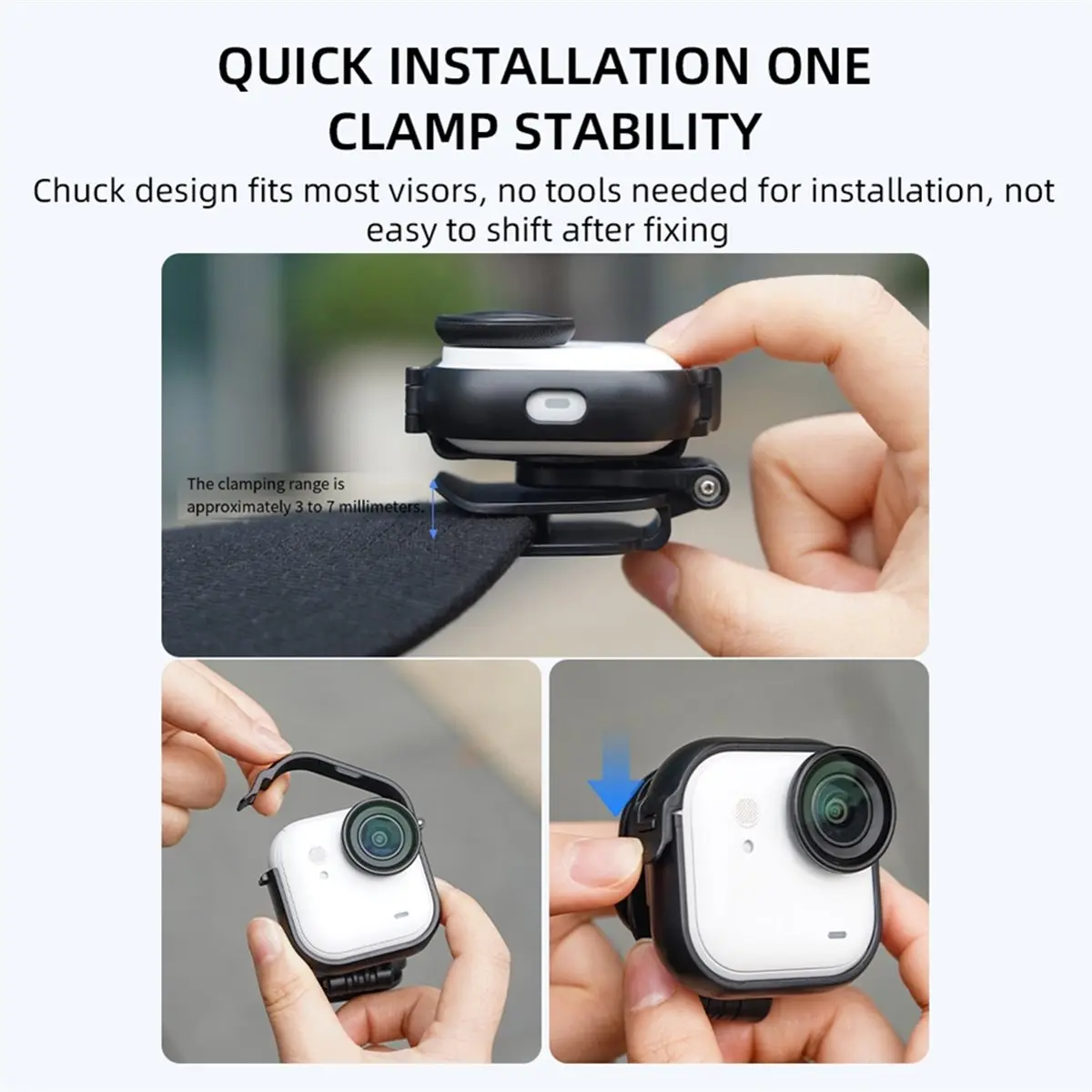 Insta360 GO 울트라 카메라용 N05R 모자 클립 조정 가능한 보호 고정 테두리 캡 클립 브림 어댑터 POV Vlog 마운트