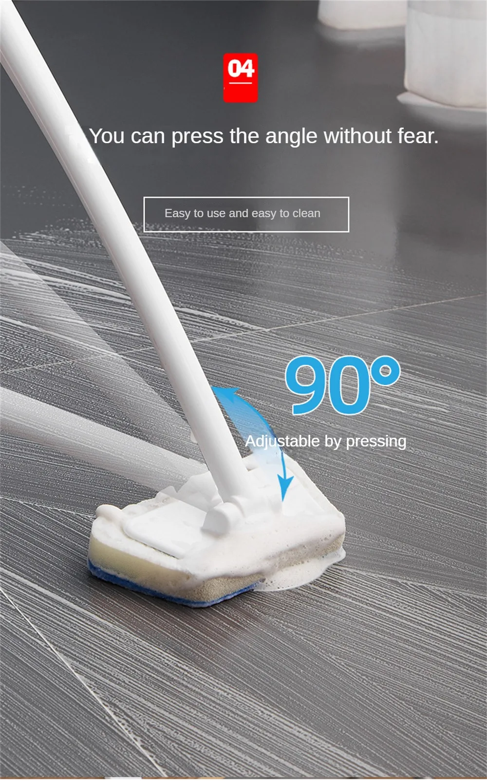 Description Picture 6 of itemMulti-Functional Bathroom Wall Brush Long Handle Removable Household Floor Bathtub Brushes Ceramic Tile Sponge Cleaning Brush