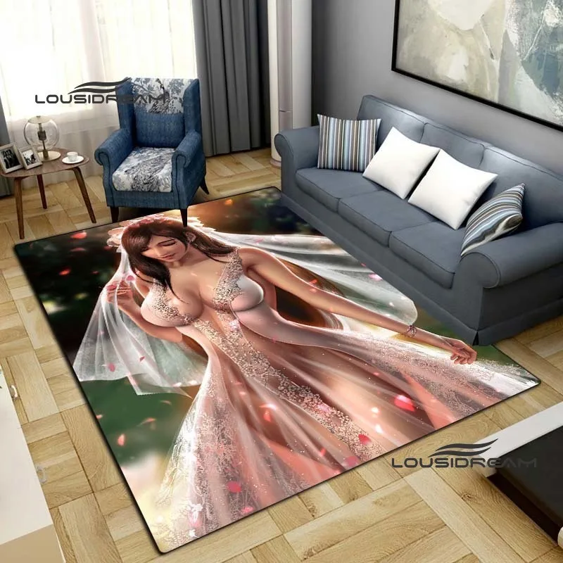 Sexy Tifa Aerith Carpets and Rug anime sexy art square living room bedroom large area soft carpet home children's room floor mat 5