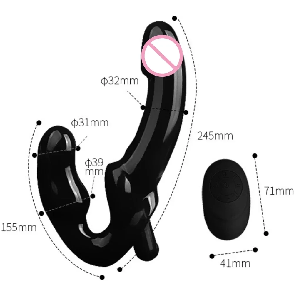 Sex Toys Strapless Strap-on Dildo Vibrator Strapon for Lesiban Remote Control 10 Speed Double-heads Vibrator for Women Adult