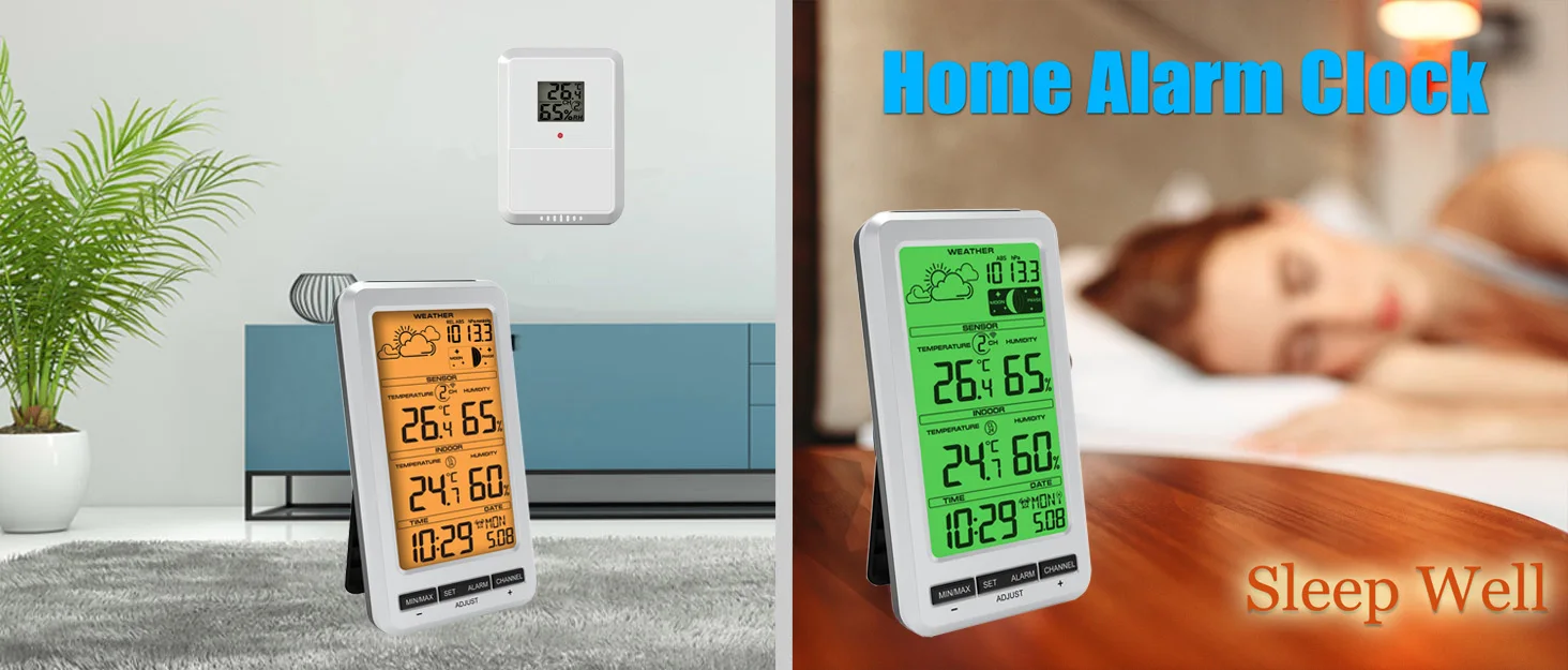 Weather Station Wireless In/Outdoor Thermometer Digital Temperature and Humidity