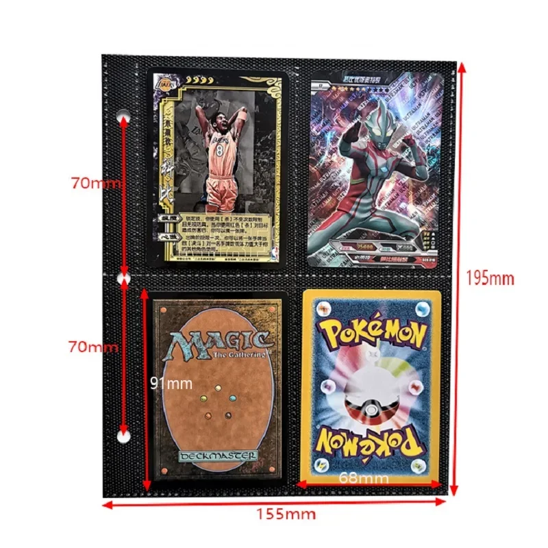 

20pages/pack 4 pockets 3holes mini A5 Cards Album pages Black Collection card holders book page for Board Game Cards Idol Photo