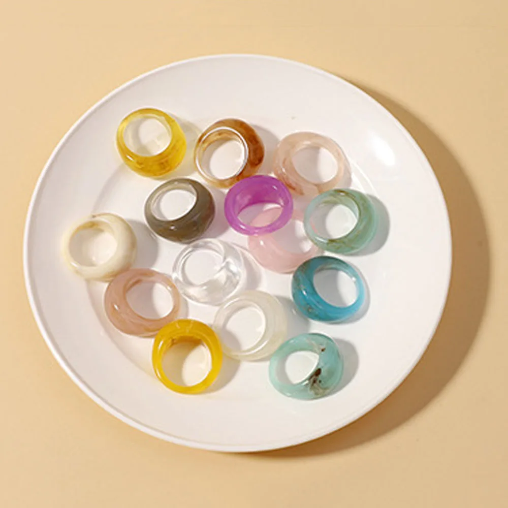 2024 New Colorful Clear Resin Oval Rings Acrylic Water Droplets Shape for Women Girls Travel Summer Jewelry 4