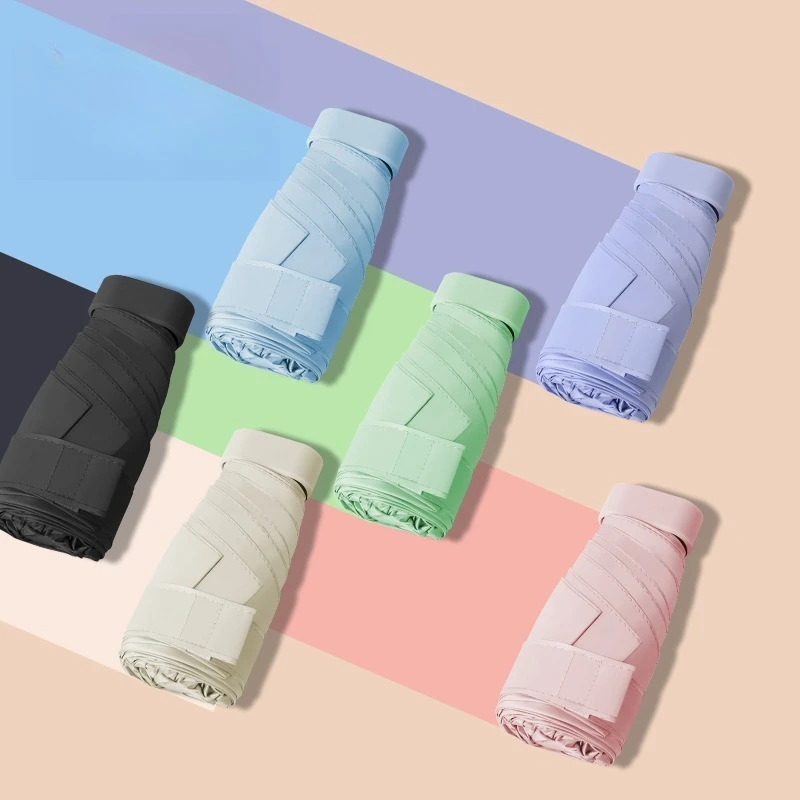 Ultra-Compact 6-Fold UPF50+ Black Coated Sun & Rain Umbrella for Women 4cm Thick Fits in Any Bag 6K Windproof Travel Umbrella