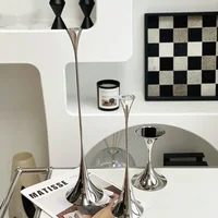 Metal Candle Holder Nordic Modern Luxury Silver Candlestick Wedding Party Candlelight Dinner Living Room Decore Home Ornament 4