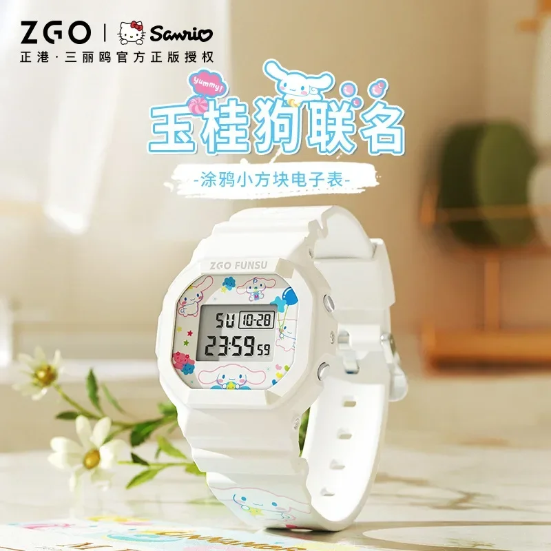 

Часы Sanrio с рисунком из мультфильма, минималистичные маленькие квадратные часы для девочек, водонепроницаемые электронные часы Kuromi KTcat для студентов и детей, подарок