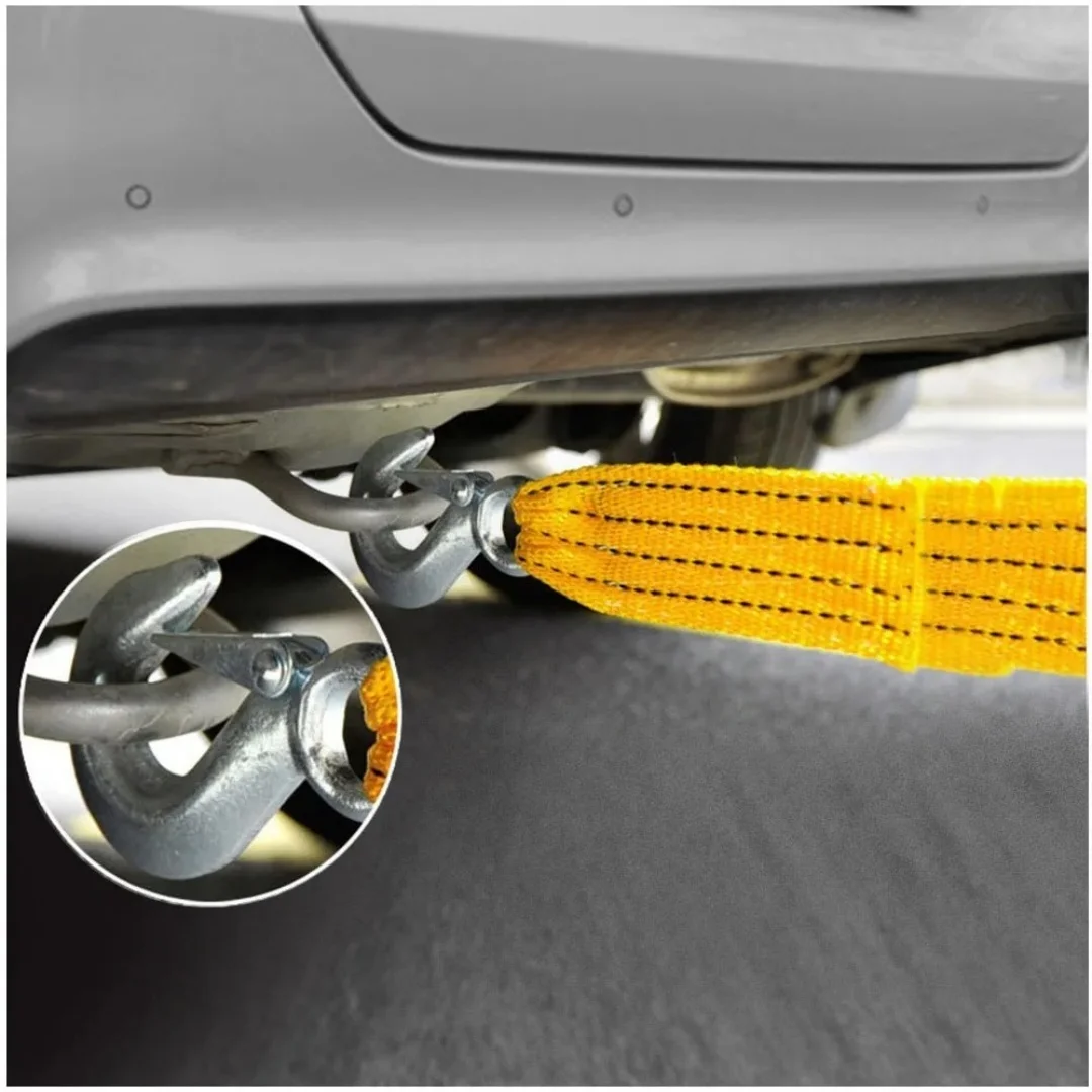 Nylon Double Flat Rope Fluorescent Towing Rope Automotive Strong Trailing 4 Meters car towing rope