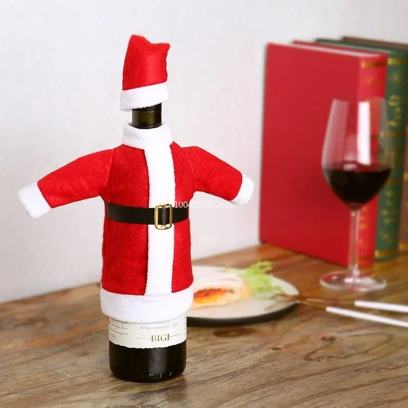 Christmas Decorations for Home Red Wine Bottle Covers ClothesHat New Year 2025 Dinner Party Decor Navidad Gifts 맥주병
