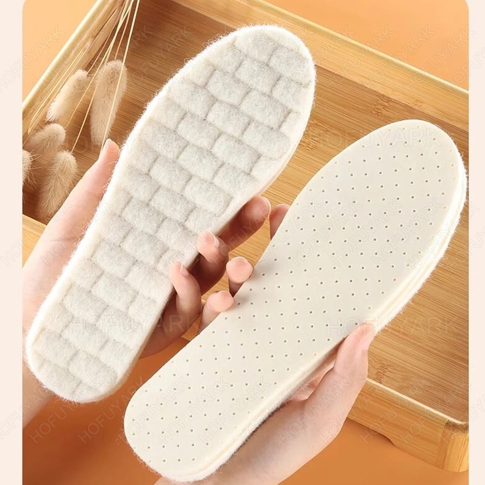 Echte Wolle Latex Einlegesohlen für Schuhe Mann Frau Winter Füße Wärmer Sohlen Weiche Echte Schafe Pelz Einlegesohlen Schnee Stiefel Thermische Schuh Pads – Detail 11