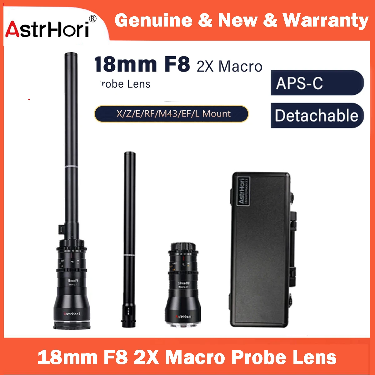 

AstrHori 18mm F8 APS-C 2X Macro Probe Lens Waterproof 2:1 Magnification Macro Slender Lens for Sony E Fuji X Nikon Z M4/3 L Moun