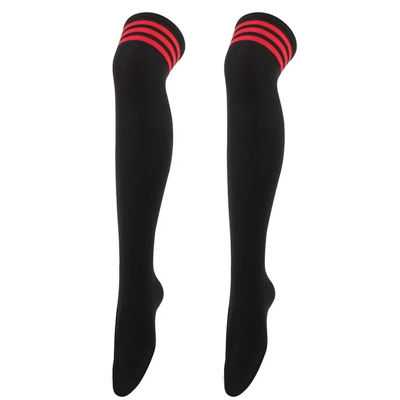 

Striped Thigh High Stockings Womens Ladies Girls Black White Thin Long Socks cotton Dance Over Above Knee Socks COSPLAY 2024 New