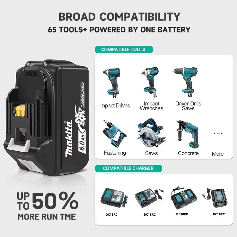 100% Original Makita battery,18V 6.0Ah rechargeable battery, replacing Makita BL1830B L1840B L1850B L1860B,power tool battery 3 Go Dealo https://ae01.alicdn.com/kf/Scd4c500e240146f2b0668cd5e1b7f022k.jpg