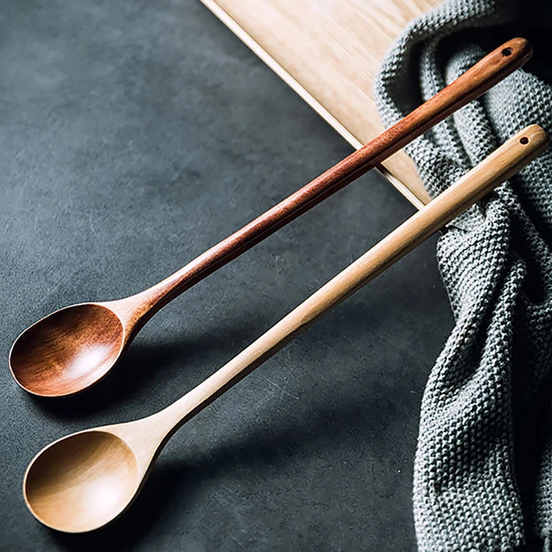 Long Wooden Stirring Spoon Wooden Spoon Long Handle Stirring Cooking Extended Cooking
