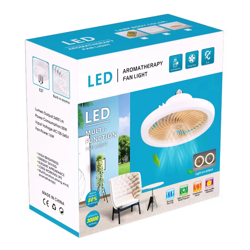 50W Ceiling Fan with Light Quiet Decorative Ceiling Fanlight ABS PP Ceiling Fan Light for Living Room Kitchen