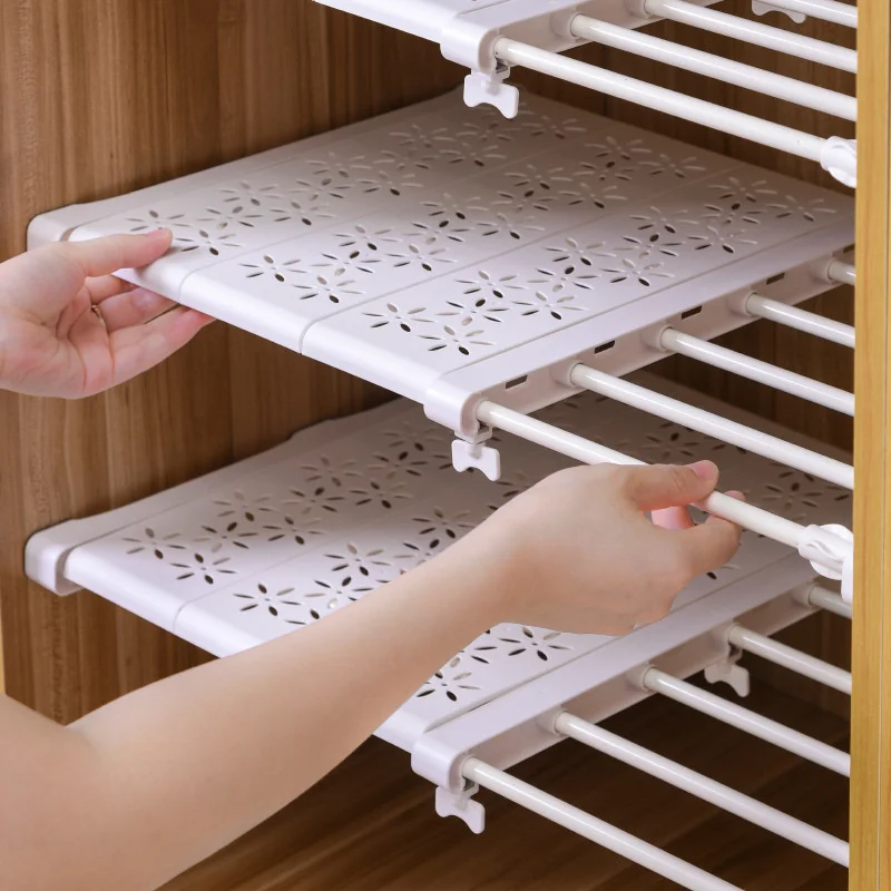 Ripiano espandibile in plastica per armadio organizzatore per cucina bagno  camera da letto armadio regolabile abbigliamento scarpe Rack di stoccaggio