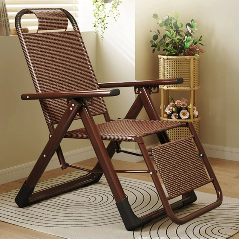 

Outdoor Folding Chair Rattan Woven Single Leisure Beach Chair Bamboo Lounge Balcony Sedie Da Giardino Patio Furniture WK50GC