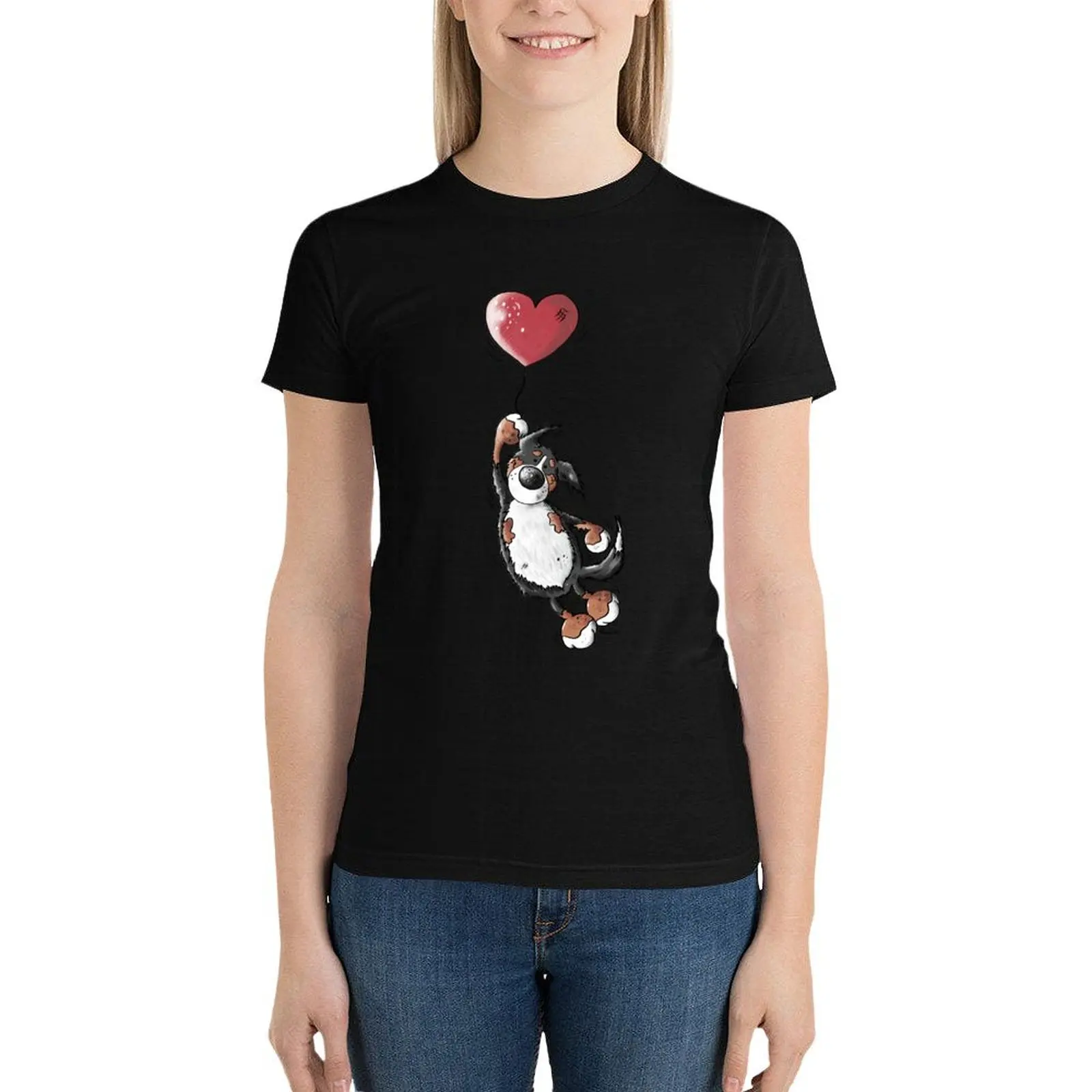 Flying Bernese Mountain Dog - Balloon - Heart - Comic Gift T-Shirt lady clothes plus size tops tees summer tops t shirt Women
