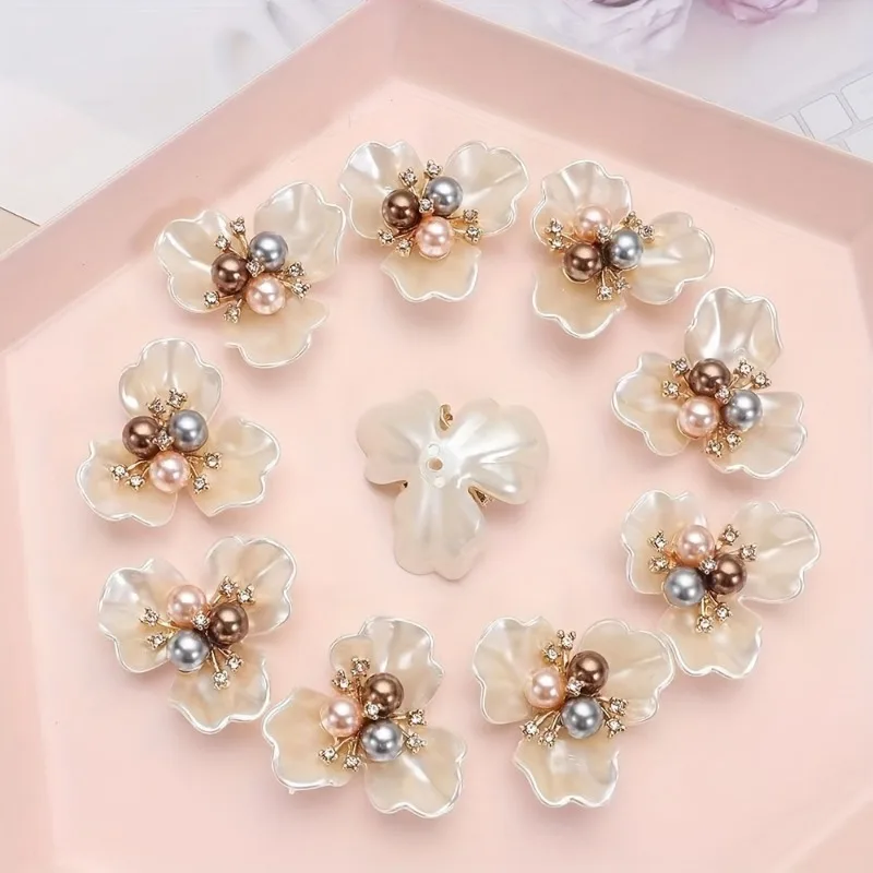 20pcs  Decorative Button, Fashion Jewelry Making Parts, Flower Rhinestone Sparkle Crystal, with DIY Hand-Decorated Accessories