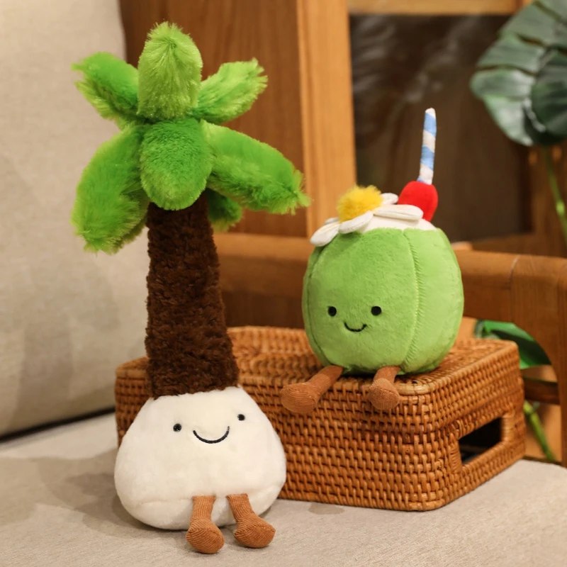 Cartoon Coral Coconut Lemon Soft Plush Toy for Girls Personalized Bedroom Decor Dragon Fruit Guitar Shaped Bed Companion Gift