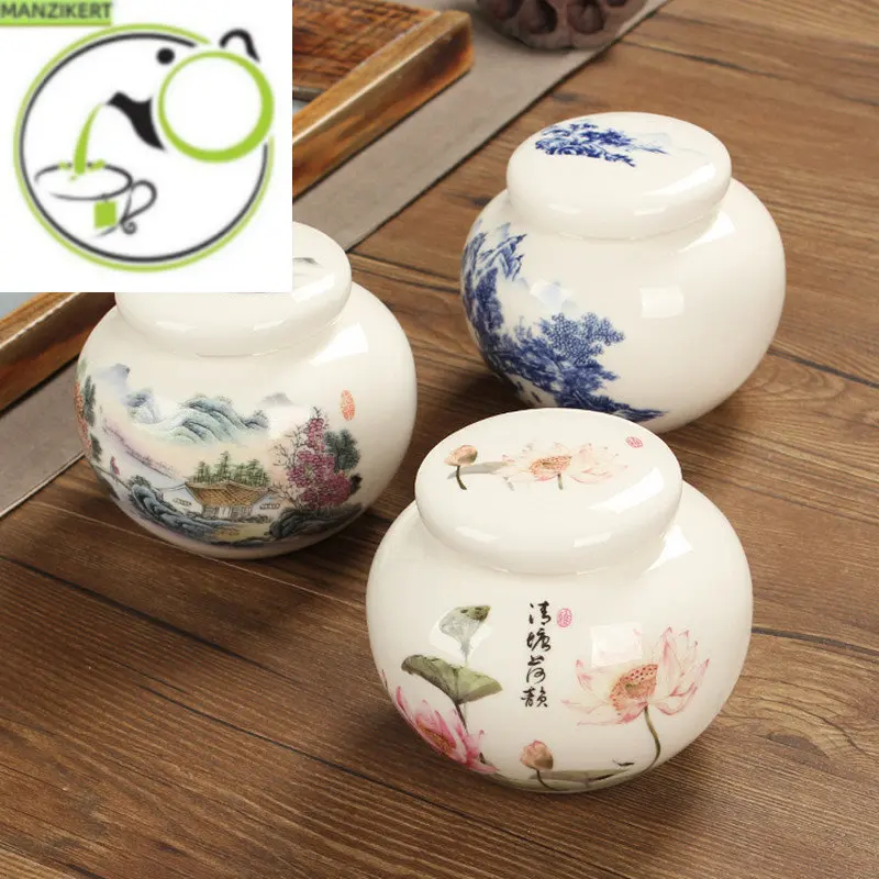 

Exquisite White Porcelain Tea Caddy Portable Ceramics Sealed Jar Travel Tea Container Coffee Canister Biscuit Tea Storage Tank