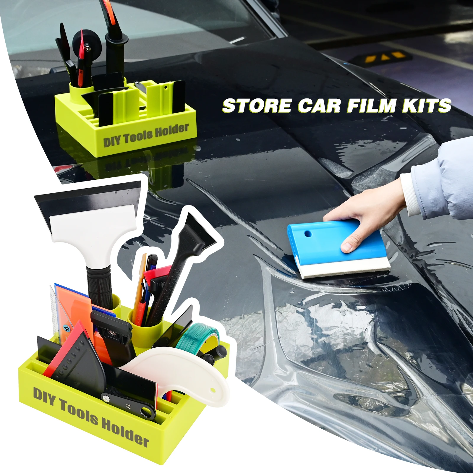 FOSHIO 2개 다용도 정리 도구 홀더 (윈도우 틴트 랩 비닐 스퀴지 키트, 사무용품, 가정용 수납함)