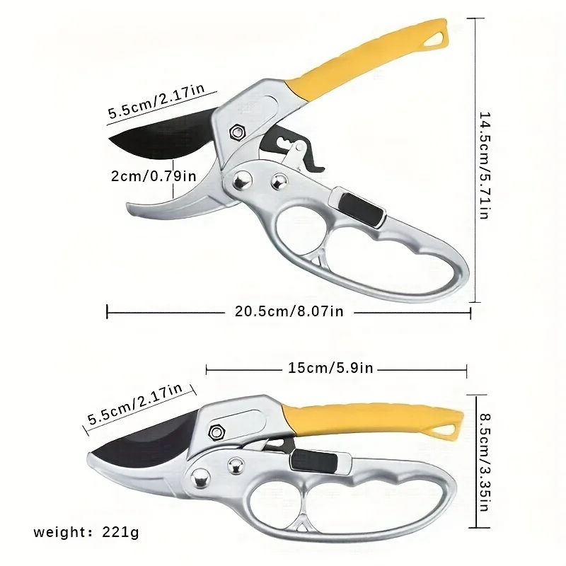 Ergonomic Pruning Shears Titanium-Plated SK5 Alloy Steel