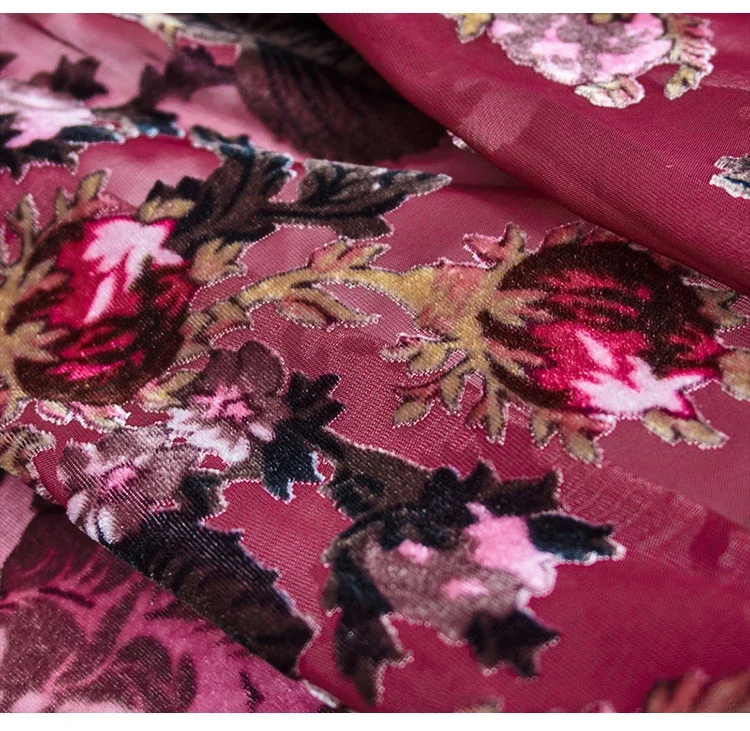 3 Farben The Peony Burnout Samtstoffstoffe für Kleider zum Selbermachen – Detail 4