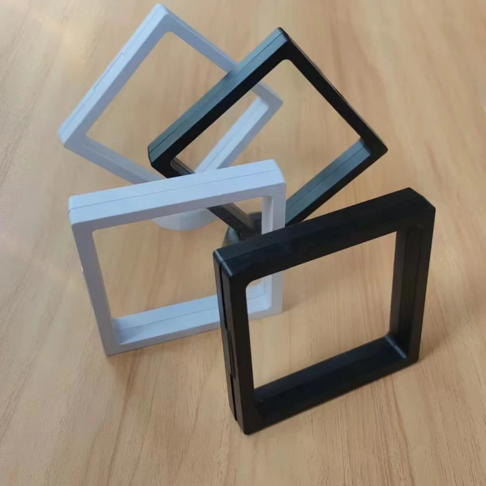 Square 11cm 3D Floating Ring Jewelry Display Box Diamond Storage Case Gems Organizer Bracelet Earrings Badge Packaging Gift Box
