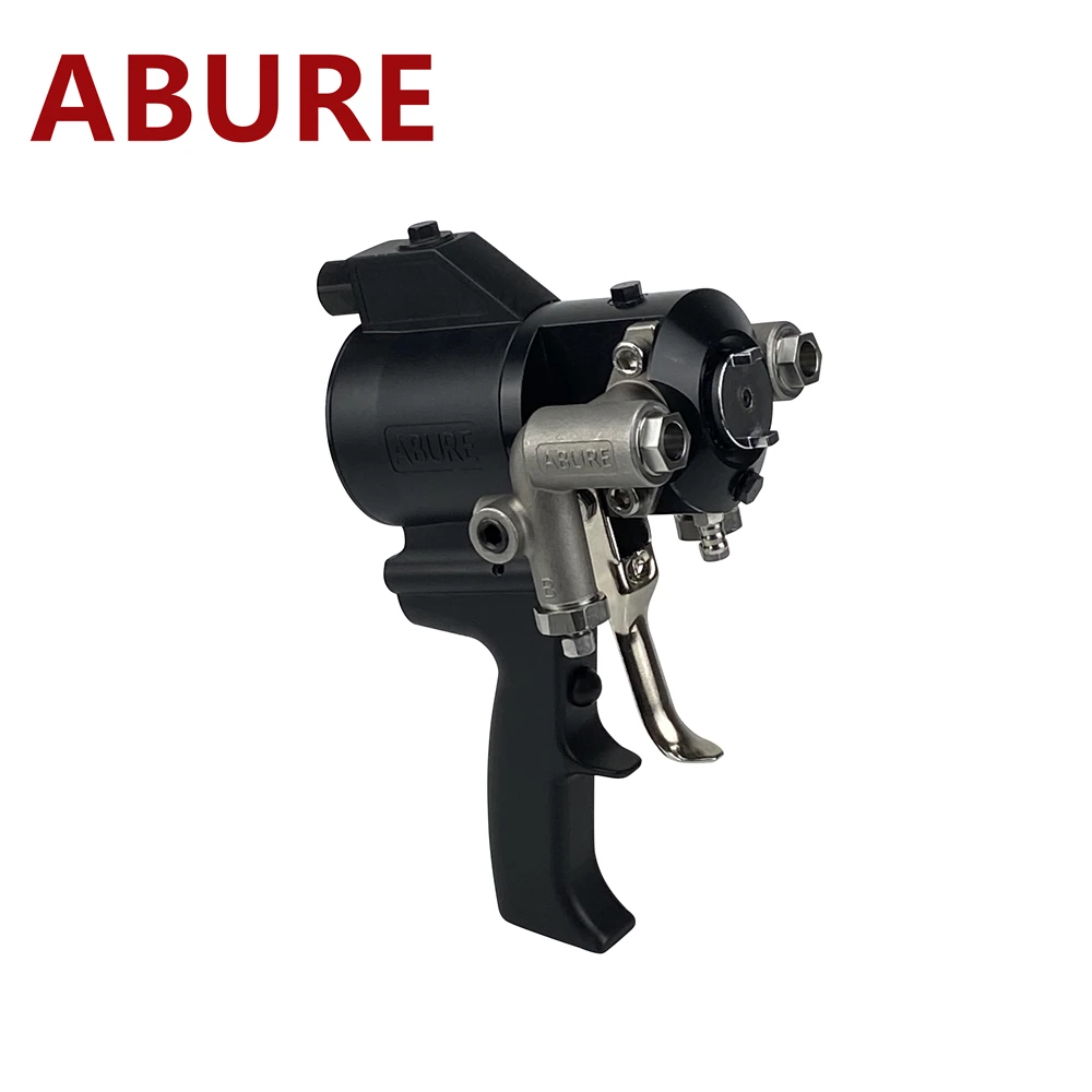 ABURE A9 스프레이 플랫 패턴 건, 플랫 믹스 챔버 및 팁이 있는 폴리우레탄 스프레이 건, 2 호스 또는 4 호스 유체 연결 가능