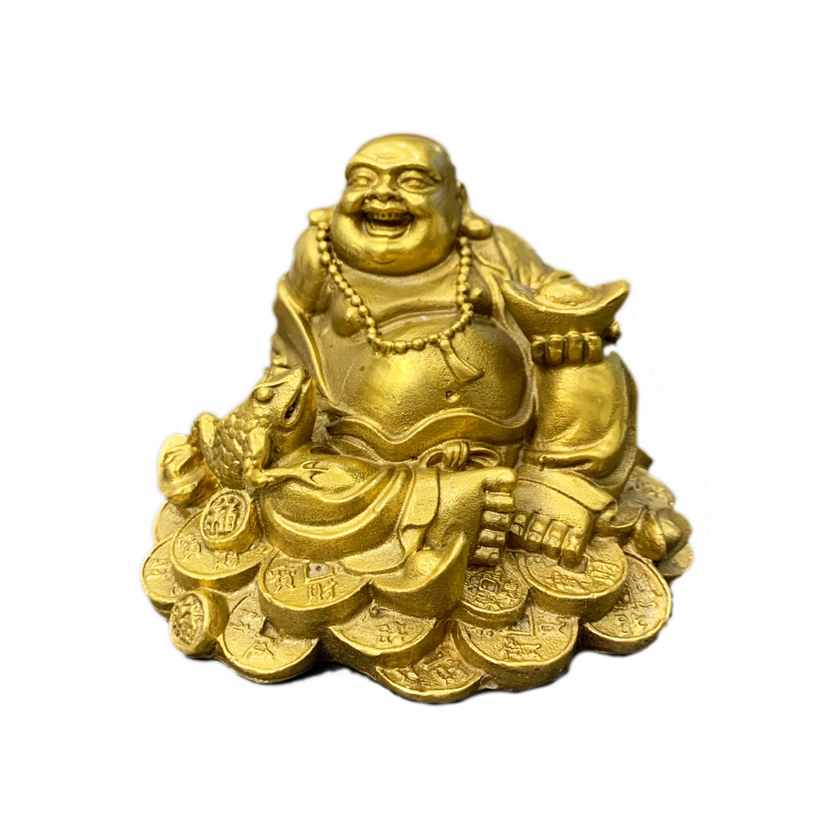 

Feng Shui Brass Statue gold Laughing Buddha Sculpture Chinese Home Decor Wealth Maitreya Figurine Office Good Luck ornament