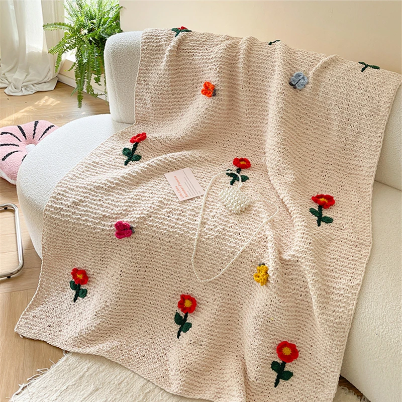 

Одеяло ручной работы, милое покрывало для сна в французском стиле, с цветами, для дома, спальни, кровати, пушистое одеяло, портативное постельное белье