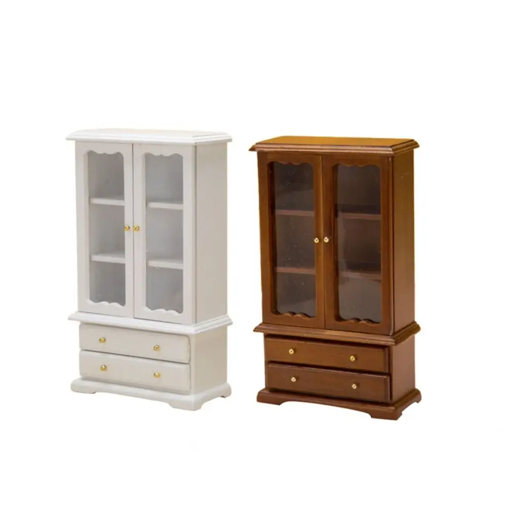 1:12 Miniature Furniture Model DIY Wooden Pretend Play Three Layer Double Door House Accessories Toddlers