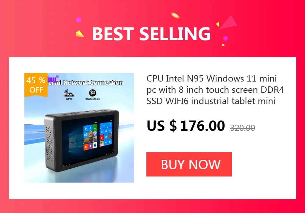 CPU Intel N95 Windows 11 Mini PC with 8 Inch Touch Screen DDR4 SSD WIFI6 Industrial Tablet Mini PC All-in-One Computer