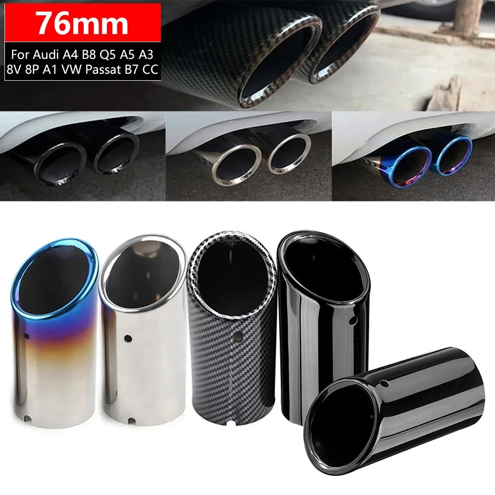 Edelstahl Auto Auspuff Schall dämpfer Spitze Endrohr Auspuff Schall dämpfer für Audi A4 B8 Q5 A5 A3 8V 8P A1 VW Passat B7 CC Tiguan