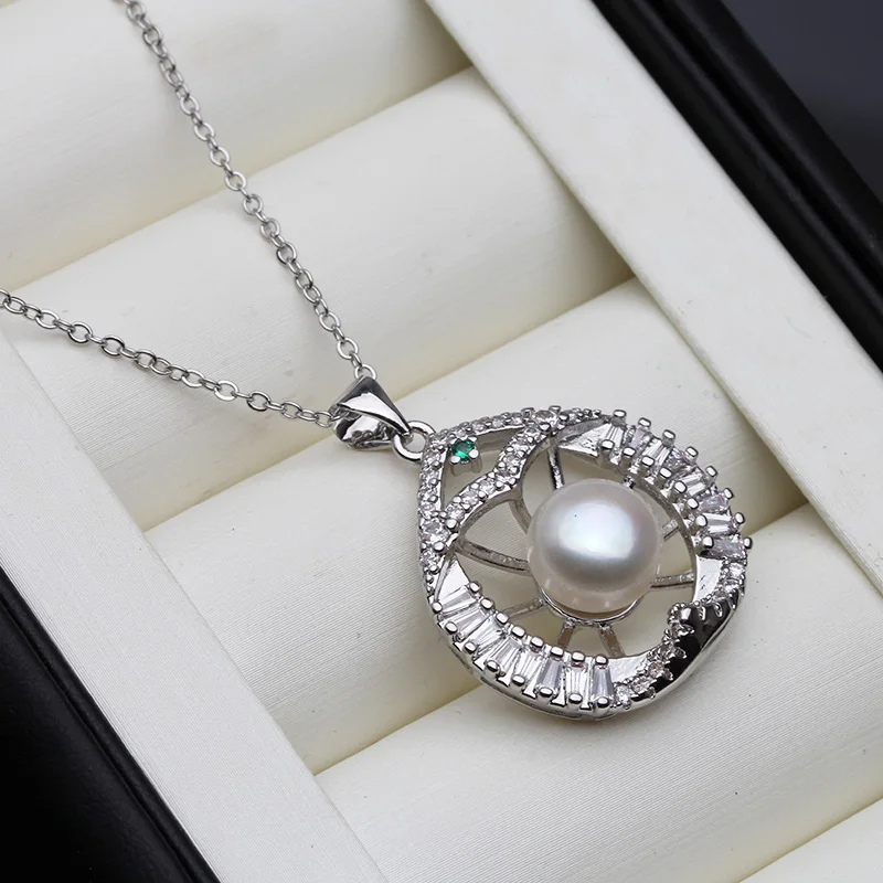 Trendy Natural Freshwater Pearl Pendant Women,925 Silver Big Pearl Necklace Fine Jewelry White Black Drop Shipping diy free shipping jewelry diamond gauge gemstone pearl gold silver digital thickness gauge beads caliper dial indicator ruler