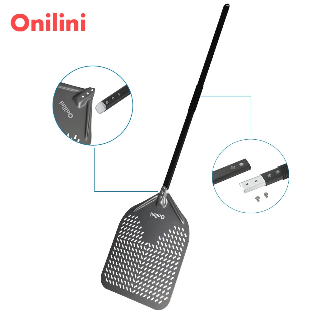 14 inch Hard Anodized Pizza Peel 54 inch Long Handle Pizzas Shovel Almuinum Alloy Pizza Shovel Paddle Oven Accessories