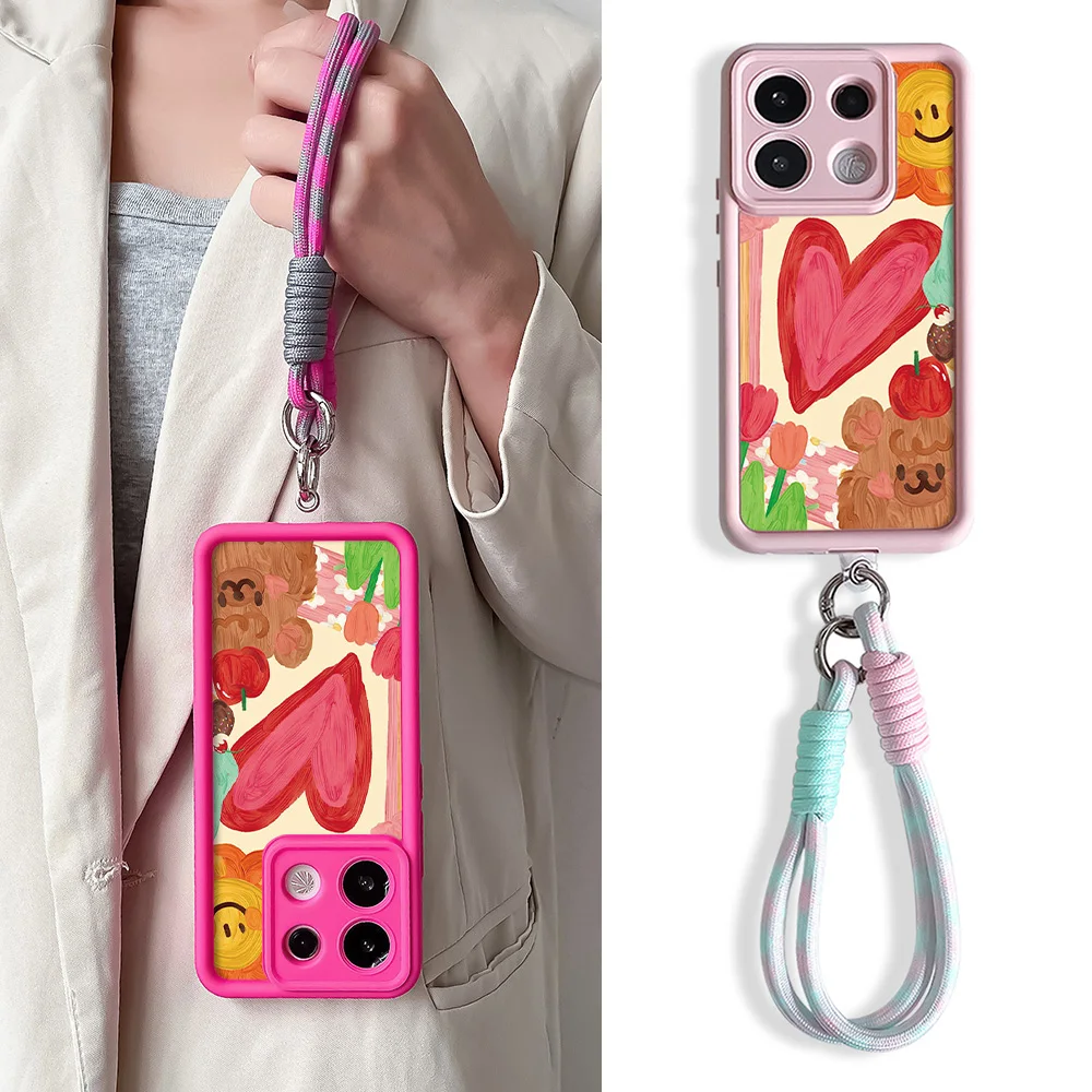 Stylish Wrist Chain Lanyard Phone Case - Funny Design Cover