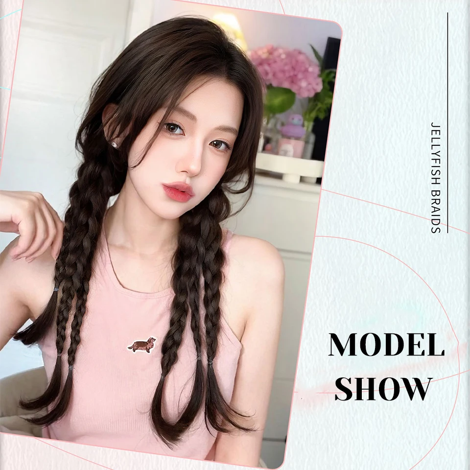 Synthetic Hair Extensions Long Twist Braid Ponytail for Women