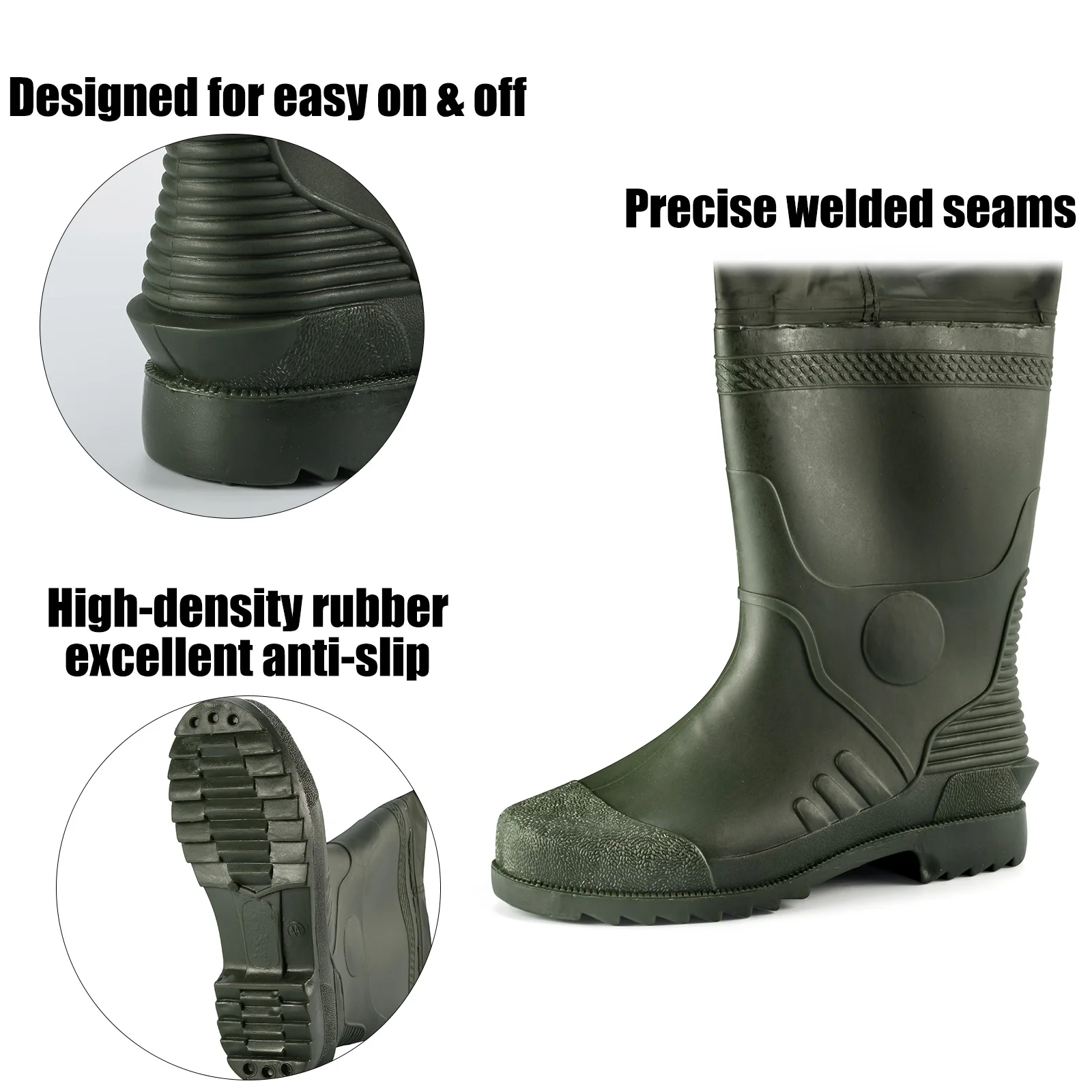 Fishing Waders Waterproof Chest Waders Pants Overalls with Boots Breathable Comfortable PVC Carp Fishing Fly Outdoor