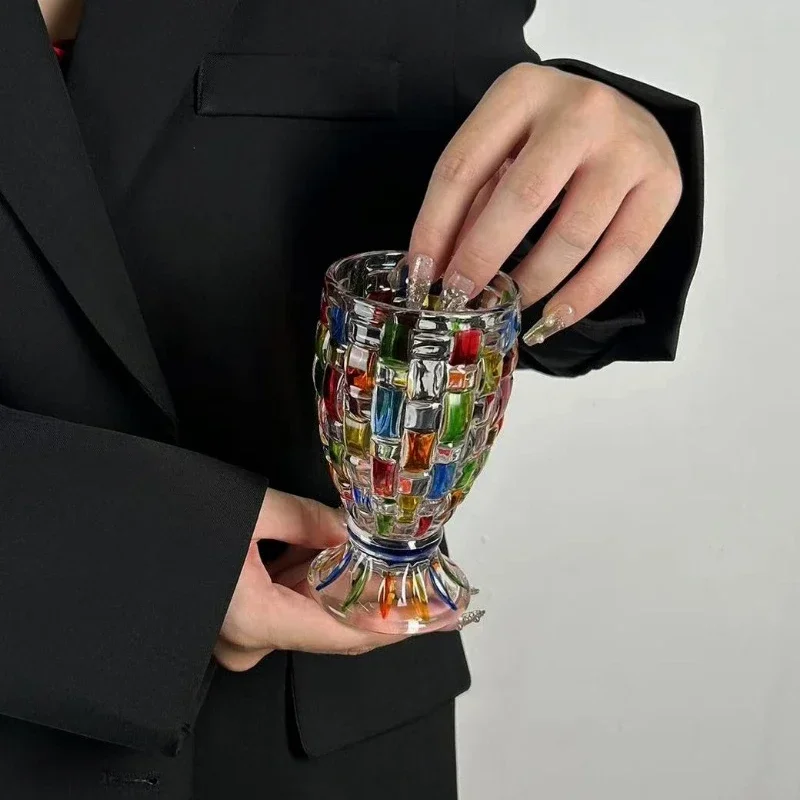 European Hand-painted Colored Glass Candy Jar Whiskey Glass