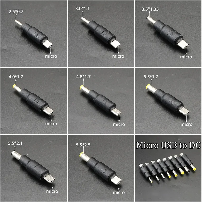 1PCS Micro USB Stecker auf DC 2,5 3,0 3,5 4,0 4,8 5,2 5,5mm Power Stecker Adapter für Smartphone Tablet Ladegerät Konverter
