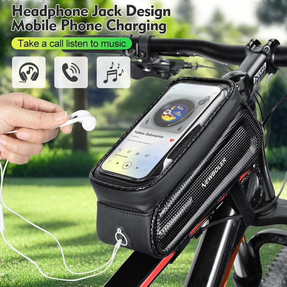 Bicycle Bag NEWBOLER Cycling Top Front Tube Frame Bag Waterproof 6.5 Inches Phone Case Storage Touch Screen MTB Road Bike